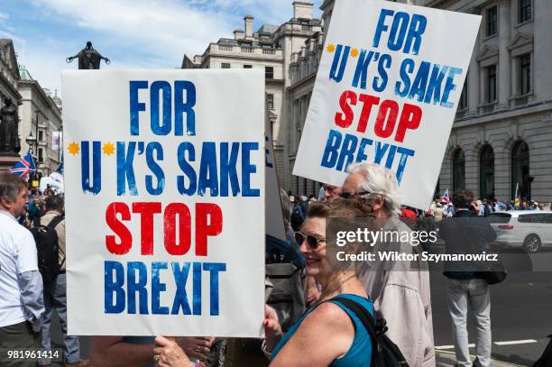 Protesters gather to take part in People's Vote march in central London followed by a rally in Parliament Square on a second anniversary of the...