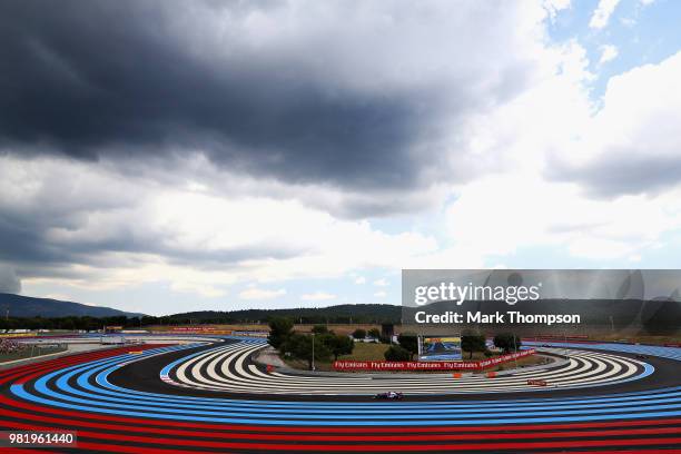 Brendon Hartley of New Zealand driving the Scuderia Toro Rosso STR13 Honda on track during final practice for the Formula One Grand Prix of France at...