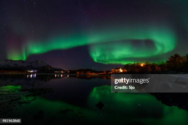 northern lights, aurora borealis over northern norway during winter - sjoerd van der wal or sjo imagens e fotografias de stock