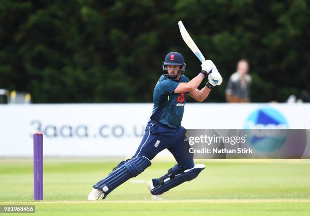 Steven Mullaney of England batting during the Tri-Series International match between England Lions and West Indies A at The 3aaa County Ground on...