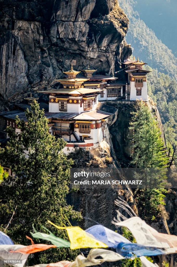 A cliffside monastery in Paro, Bhutan.