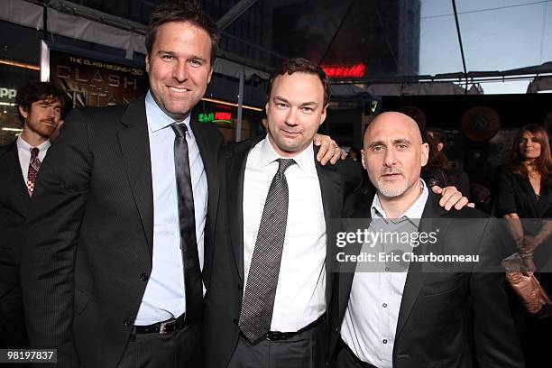 Producer Basil Iwanyk, Exec. Producer Thomas Tull and Warner's Jeff Robinov at Warner Bros. Los Angeles Premiere of 'Clash of the Titans' on March...