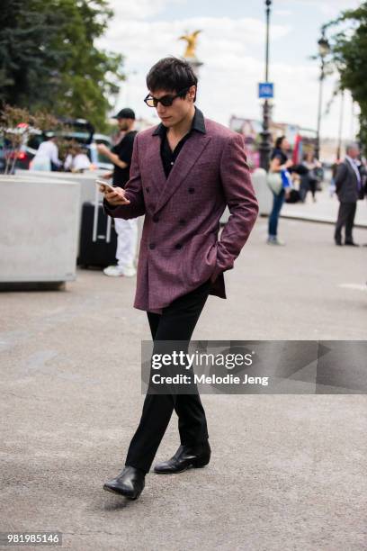 Jeremy Kapone at the Cerruti 1881 show at Paris Fashion Week Men's Spring/Summer 2019 on June 22, 2018 in Paris, France.