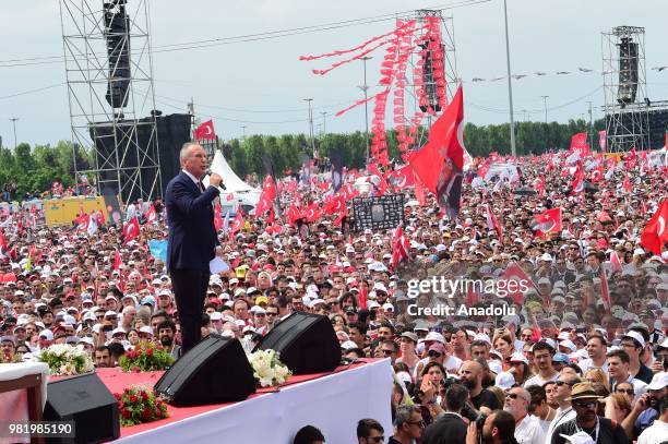 Republican Peoples Party's presidential candidate Muharrem Ince makes speech during his election campaign rally in Maltepe district of Istanbul,...