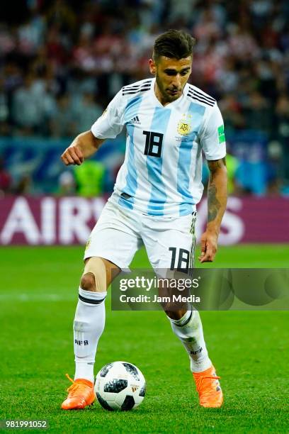 Eduardo Salvio of Argentina controls the ball, during the 2018 FIFA World Cup Russia group D match between Argentina and Croatia at Nizhniy Novgorod...