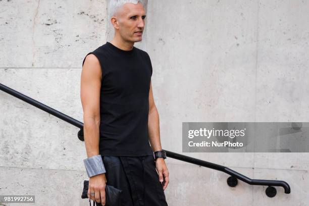 Guest is seen during Paris Fashion Week Mens Spring/Summer 2019 on June 21, 2018 in Paris, France.