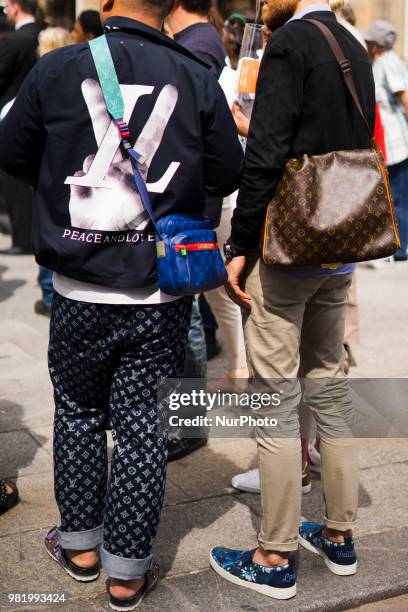 Guest is seen during Paris Fashion Week Mens Spring/Summer 2019 on June 21, 2018 in Paris, France.