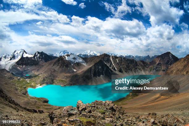 alakol lake, tian shian - tien shan mountains stock pictures, royalty-free photos & images