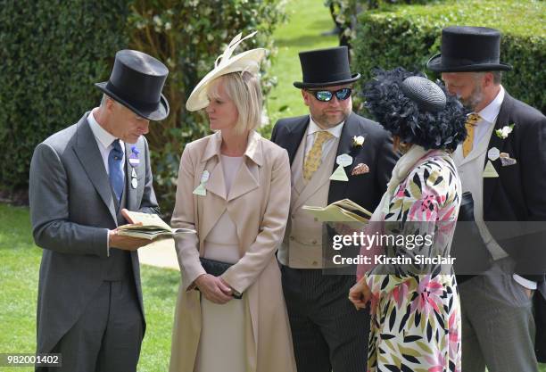 Hermione Norris and Simon Wheeler attend day 5 of Royal Ascot at Ascot Racecourse on June 23, 2018 in Ascot, England.