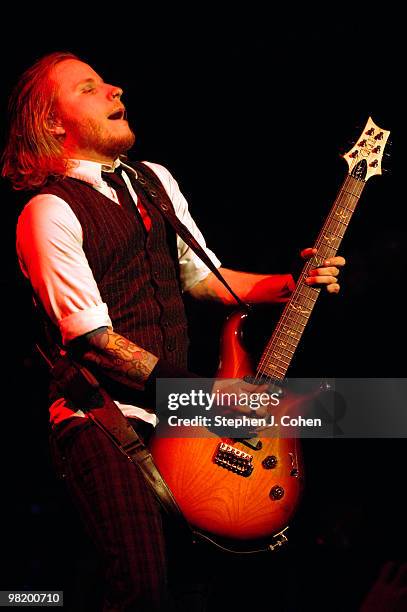 Zach Meyers of Shinedown performs at the the Louisville Palace on March 31, 2010 in Louisville, Kentucky.