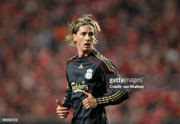 Fernando Torres of Liverpool in action during the UEFA Europa League quarter final first leg match between Benfica and Liverpool at Estadio da Luz...