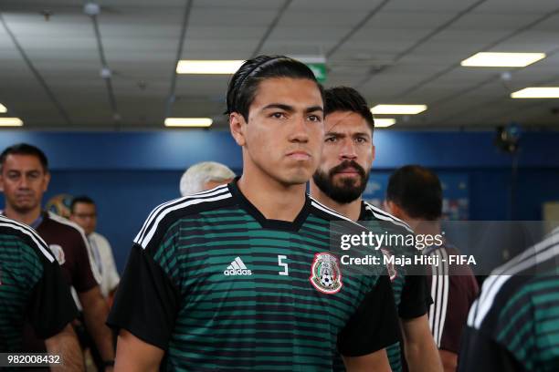 Diego Reyes of Mexico looks on from the tunnel prior to the 2018 FIFA World Cup Russia group F match between Korea Republic and Mexico at Rostov...