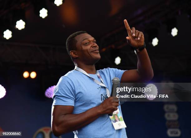 Ambassador Marcel Desailly attends the 2018 FIFA World Cup Russia group F match between Germany and Sweden at Fisht Stadium on June 23, 2018 in...