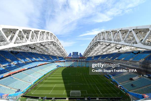 General view of Fisht Stadium prior to the 2018 FIFA World Cup Russia group F match between Germany and Sweden at Fisht Stadium on June 23, 2018 in...
