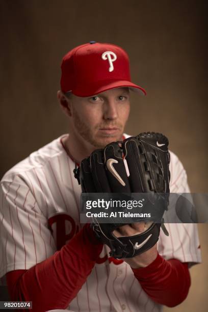 Closeup portrait of Philadelphia Phillies pitcher Roy Halladay during spring training photo shoot at Bright House Field. Clearwater, FL 3/16/2010...