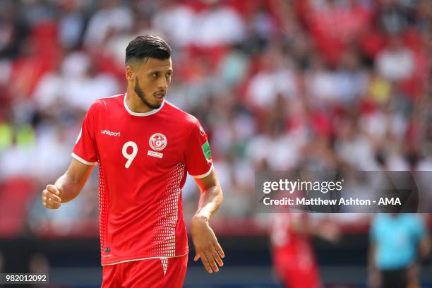 Anice Badri of Tunisia in action during the 2018 FIFA World Cup Russia group G match between Belgium and Tunisia at Spartak Stadium on June 23, 2018...