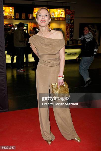 Singer Nadja Michael attends the premiere of 'Waffenstillstand' at cinema Kulturbrauerei on April 1, 2010 in Berlin, Germany.