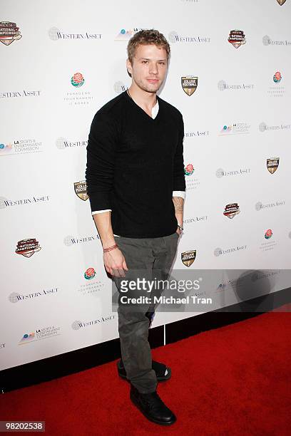 Actor Ryan Phillippe arrives to the 2010 Official BCS National Championship Party held at Pasadena Convention Center on January 6, 2010 in Pasadena,...