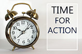 Text Time for action and clock background / business concept