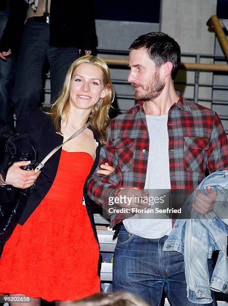 Actress Julia Dietze and actor Clemens Schick attend the premiere of 'Waffenstillstand' at cinema Kulturbrauerei on April 1, 2010 in Berlin, Germany.