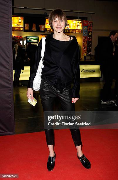 Actress Christiane Paul attends the premiere of 'Waffenstillstand' at cinema Kulturbrauerei on April 1, 2010 in Berlin, Germany.