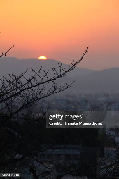 sunset from ginkaku-ji - ginkaku ji stock pictures, royalty-free photos & images