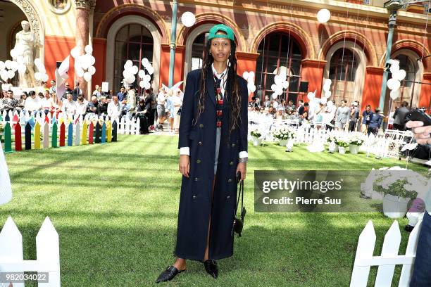 Adesuwa Aighewi attends the Thom Browne Menswear Spring/Summer 2019 show as part of Paris Fashion Week on June 23, 2018 in Paris, France.