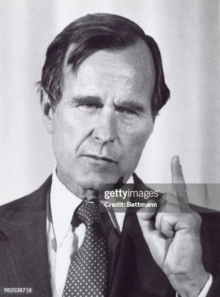 Republican presidential candidate George Bush at a news conference.