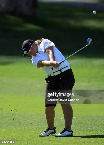 Karen stupples of England on the 9th hole during the first round of the 2010 Kraft Nabisco Championship, on the Dinah Shore Course at The Mission...