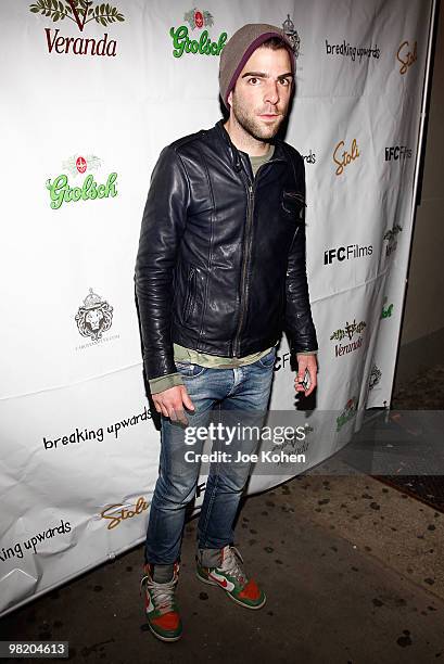 Actor Zachary Quinto attends the premiere of "Breaking Upwards" at the IFC Center on April 1, 2010 in New York City.