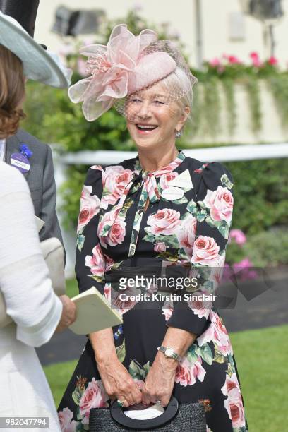 Dame Helen Mirren waits in the Parade Ring ahead of the winners presentation after the Windsor Castle Stakes on day 5 of Royal Ascot at Ascot...