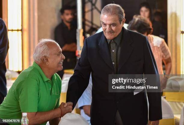 Former Indian Cricketers Nari Contractor and Kenia Jayantilal during the Hindustan Times's MSSA Best School Cricketers 2018 Awards ceremony, at the...