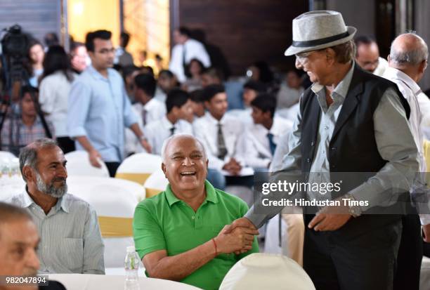 Former Indian Cricketers Ghulam Parkar , Kenia Jayantilal and MSSA secretary Esmero Figueiredo during the Hindustan Times's MSSA Best School...