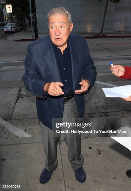 Bob Arum is seen on June 22, 2018 in Los Angeles, California.