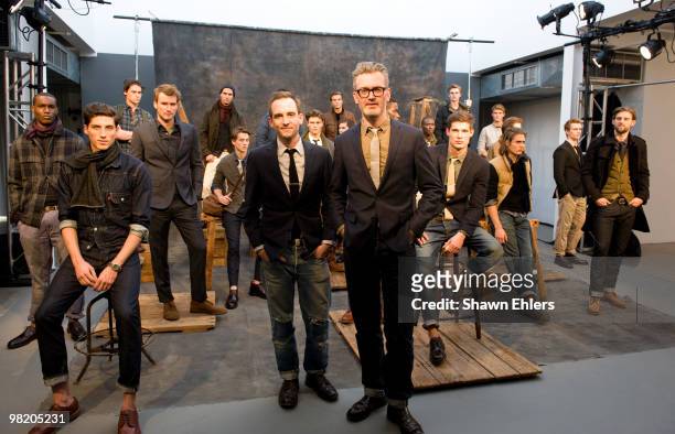 Crew stylist Jack O'Connor and designer Frank Muytjens attend the J.Crew Fall 2010 Collection presentation at Milk Studios on April 1, 2010 in New...