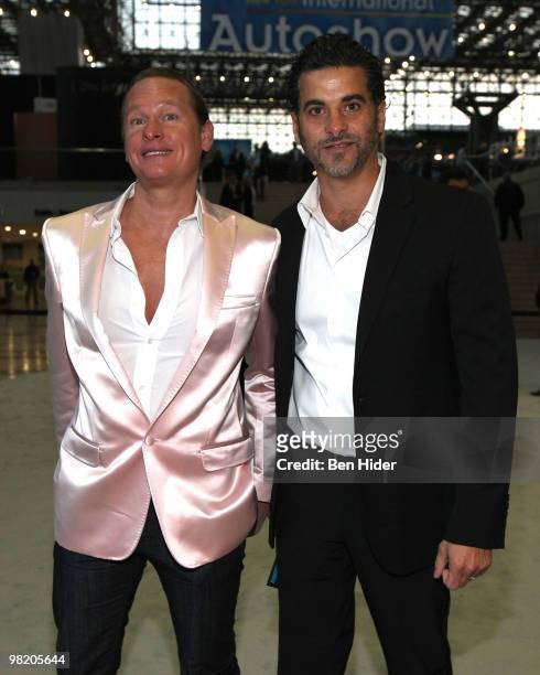 Personality Carson Kressley and John Guerrera attend the 11th Annual Gala Preview of the 2010 New York International Auto Show at the Jacob Javitz...