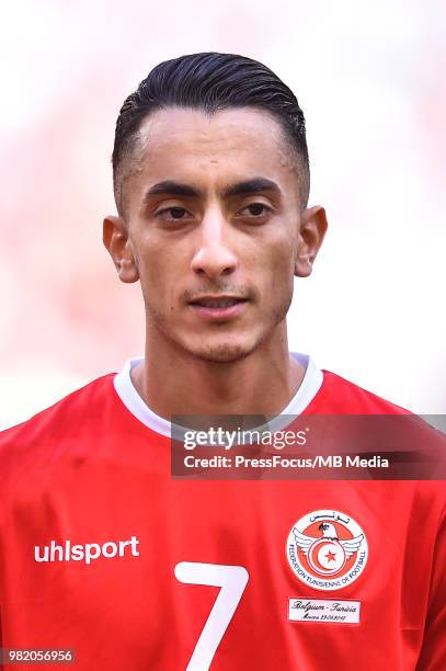 Saifeddine Khaoui of Tunisia during the 2018 FIFA World Cup Russia group G match between Belgium and Tunisia at Spartak Stadium on June 23, 2018 in...