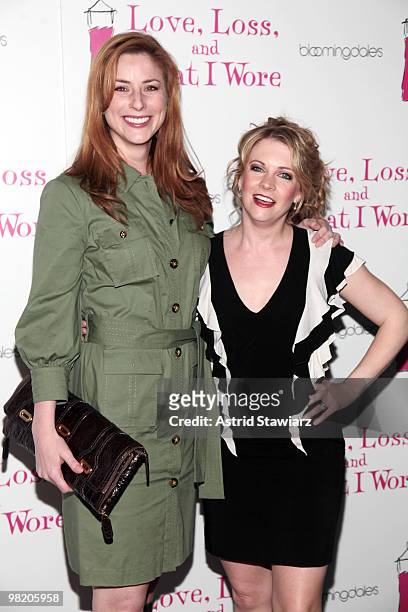 Actresses Diane Neal and Melissa Joan Hart attend the "Love, Loss, and What I Wore" new cast member celebration at Pio Pio 8 on April 1, 2010 in New...