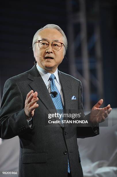 Mat Nagato, Director of the Board, Corportate Executive Vice President, Fuji Heavy Industries, Ltd., parent company of Subaru, speaks on April 1,...