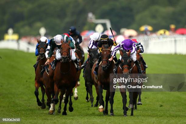 Ryan Moore rides Merchant Navy to win The Diamond Jubilee Stakes on day 5 of Royal Ascot at Ascot Racecourse on June 23, 2018 in Ascot, England.
