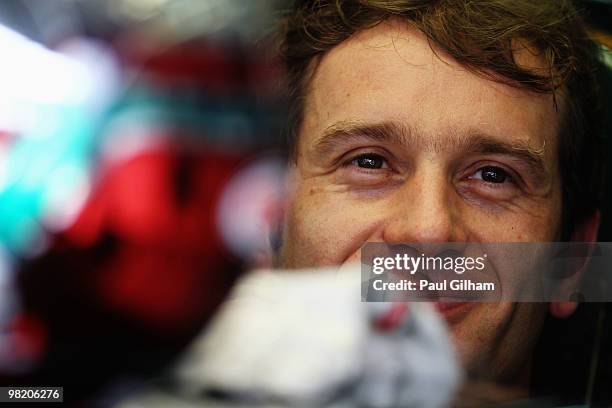 Jarno Trulli of Italy and Lotus prepares to drive during practice for the Malaysian Formula One Grand Prix at the Sepang Circuit on April 2, 2010 in...