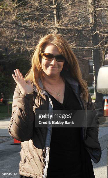 Lorraine Bracco on location for "Law & Order: Criminal Intent" on the Streets of Brooklyn on April 1, 2010 in New York City.