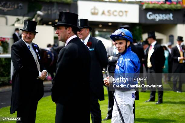 Jockey chats to owners on day 5 of Royal Ascot at Ascot Racecourse on June 23, 2018 in Ascot, England.