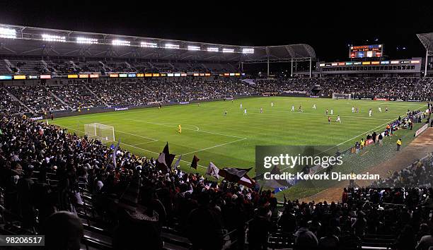 General view of the Home Depot Center as Los Angeles Galaxy and Chivas USA clash during their MLS soccer match on April 1, 2010 in Carson, California.