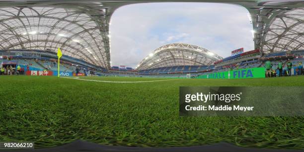 General view inside the stadium during the 2018 FIFA World Cup Russia group F match between Germany and Sweden at Fisht Stadium on June 23, 2018 in...