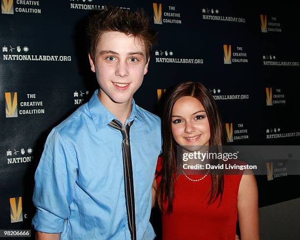 Actors Sterling Beaumon and Ariel Winter attend the National Lab Day Kick-Off Dinner at the Luxe Hotel on April 1, 2010 in Los Angeles, California.