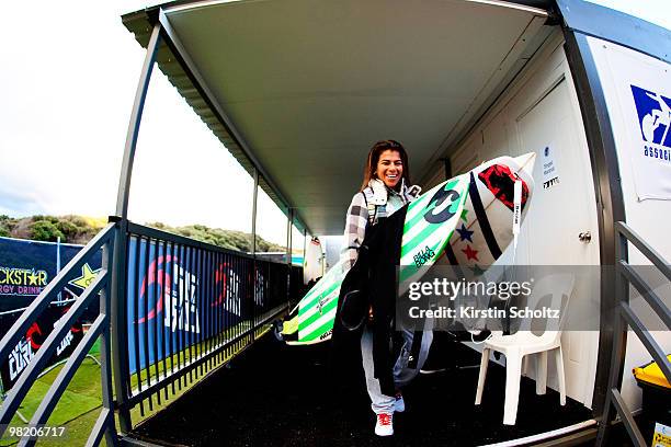 Silvana Lima of Brazil on April 2, 2010 in Bells Beach, Australia.