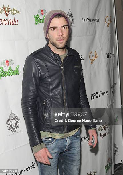 Actor Zachary Quinto attends the premiere of "Breaking Upwards" at the IFC Center on April 1, 2010 in New York City.