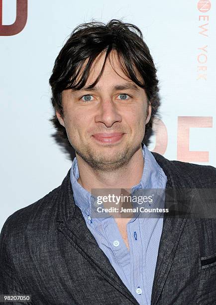 Actor Zach Braff attends the Broadway opening of "RED" at the John Golden Theatre on April 1, 2010 in New York City.