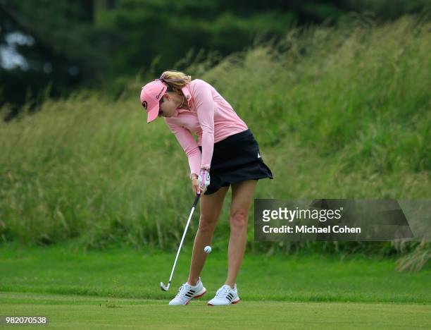 Paula Creamer hits a shot during the third and final round of the ShopRite LPGA Classic Presented by Acer on the Bay Course at Stockton Seaview Hotel...
